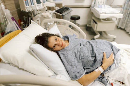 Expectant Mother in A Hospital Bed