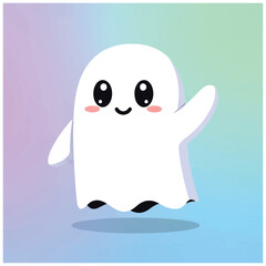 Obraz premium Smiling Cartoon Ghost Character with Big Eyes.
