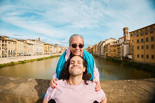 Mother and son at Ponte Vecchio Bridge
