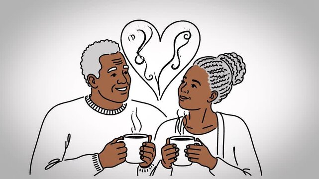 Couple Enjoying Coffee Together Lovingly.