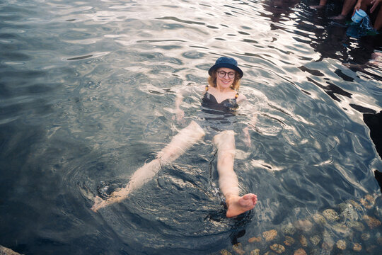 Relaxing in a hot spring