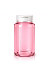 Empty Pink Plastic Bottle Container with White Cap Isolated on White Background