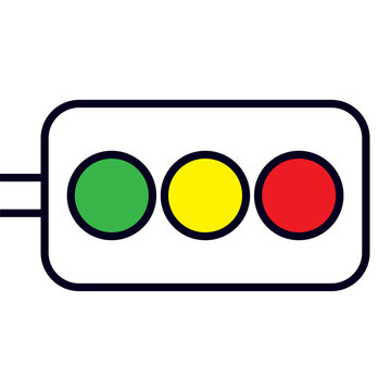 Illustration showing a colored traffic light icon with a black outline on a white background.