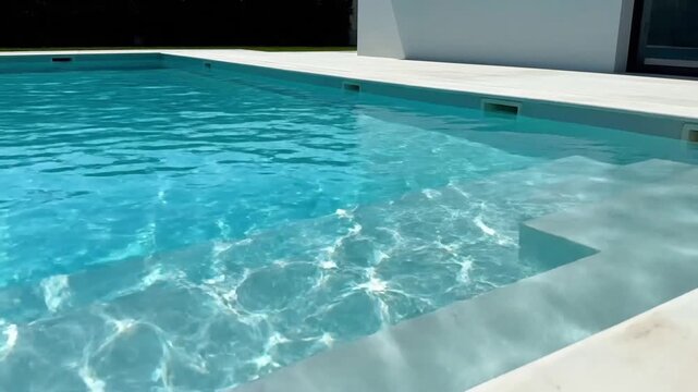 Underwater Caustic Reflection Shot from just below the water's surface, looking up. The sunlight pierces the water, creating vibrant, swirling caustic patterns on the underside of the surface, with a