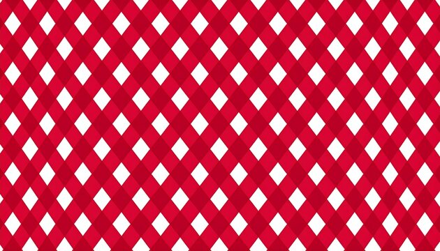 A vivid, repeated diamond lattice pattern in alternating red hues, creating a textured, woven effect against a stark white background