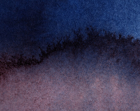 Abstract Watercolor Paint and Ink with Dark Velvety Tones