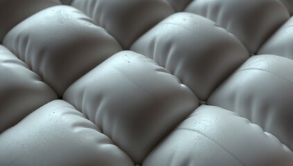 Fototapeta premium Close up view of quilted white leather upholstery with subtle texture and shadows
