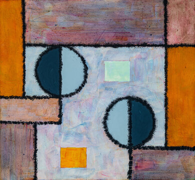 A geometric abstract painting with glazed color