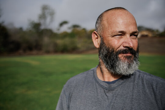 Portrait of a Bearded Man Outdoors in a Natural Setting
