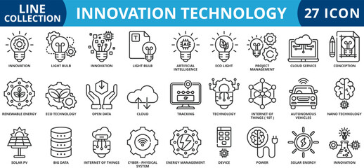Innovation technology icon set ouline style icon set collection vector illustration