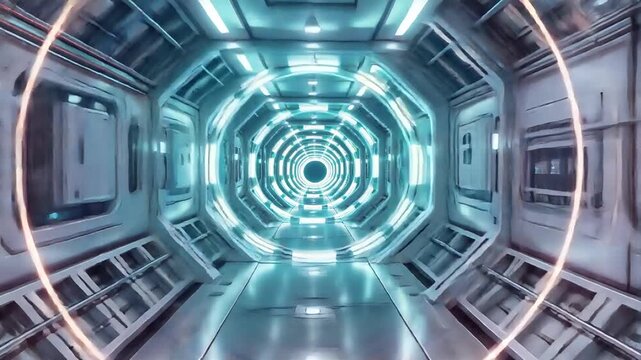 futuristic tunnel portal gateway sci-fi high tech environment animation | sci-fi, space, fantasy, technology, animation theme