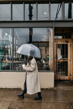 Woman walking in city