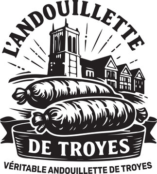 Embl&egrave;me artisanal Andouillette de Troyes &ndash; Design r&eacute;tro terroir fran&ccedil;ais
