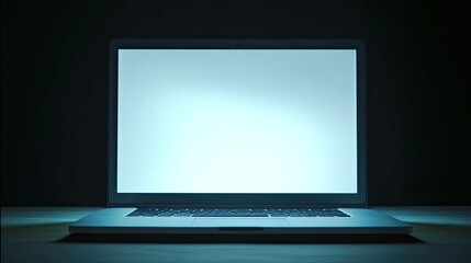 Fototapeta premium Modern Laptop Computer Screen Glowing Brightly