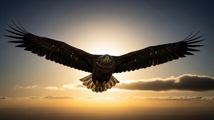 Naklejka premium Adult Bald Eagle (Haliaeetus albicilla) in flight.