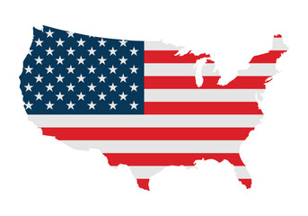 United States of American map and flag
