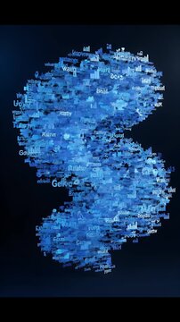 Abstract Blue Swirl Particle Formation Against Dark Background Dynamic Motion Abstract Digital Art
