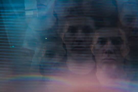 Surreal repeated face portrait