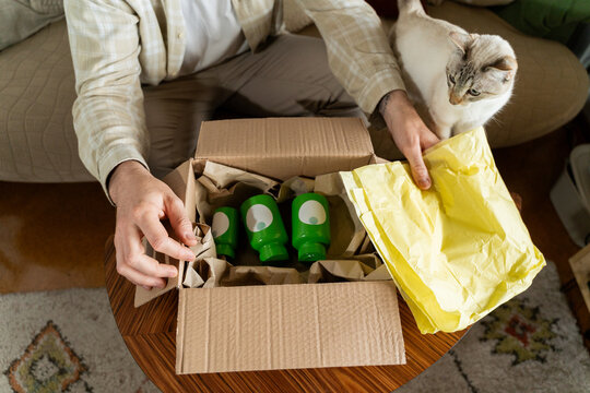 Unboxing package at home