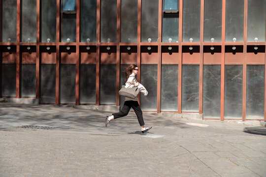 Casual style running on street