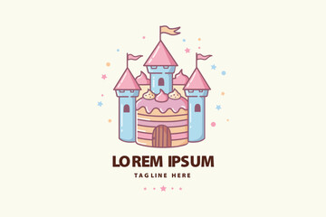 Fototapeta premium Pink Princess Fairy Tale Castle Logo