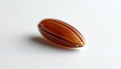 Fototapeta premium Single grain of brown rice on a white background.