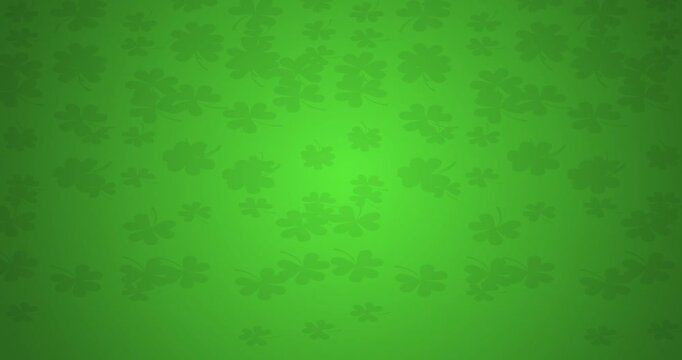 cloverleaf, shamrocks falling on green grunge background