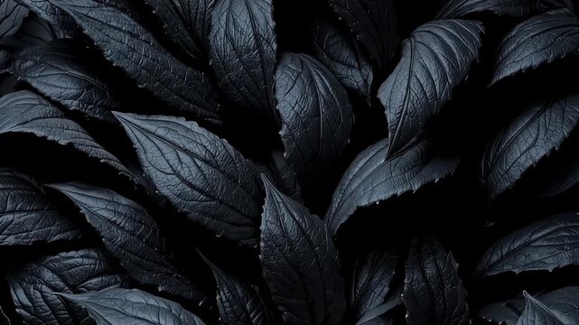 close-up dark leaves texture pattern in monochrome
