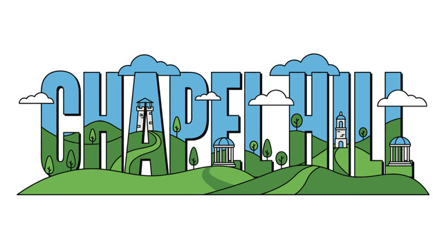 Chapel Hill city typography with landmarks vector illustration