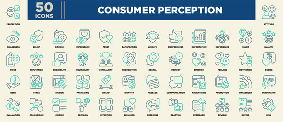 Consumer Perception Icon Sheet Line Green