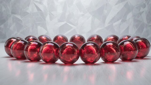 Red Christmas Baubles in a Row.