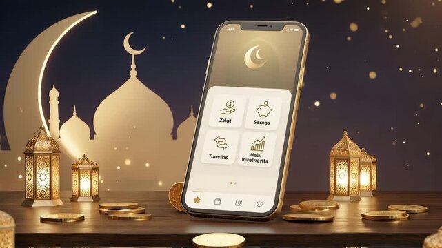 Islamic Mobile Banking App Zakat Finance Concept