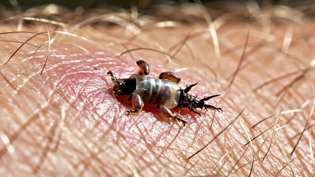 Bee Sting Close-Up: Detailed look at a Honeybee Stinging a person and the after effects on the skin