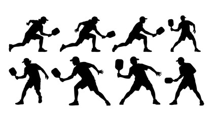 pickleball player action silhouette set © Farha