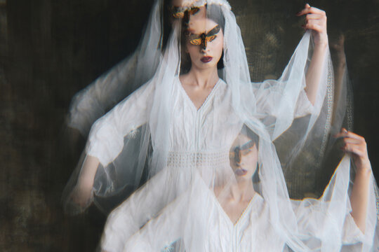 Portrait of dance woman with kaleidoscope effect