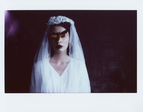 Instax Portrait of Woman with Butterfly and Veil