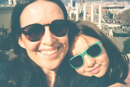 Mother and Child selfie portrait travel Barcelona