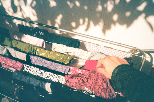 Hanging clothes, panties, in the sun