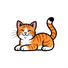 Fototapeta premium Cute Orange Tabby Cat Cartoon Illustration.