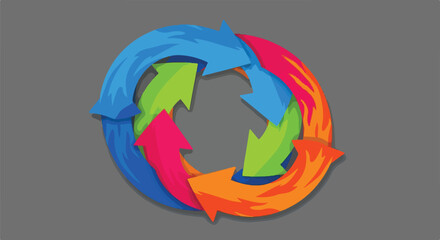 Colorful arrows forming a circular cycle. Symbol of process and renewal