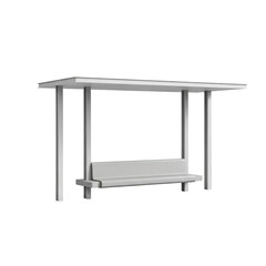 A metal table with a shelf underneath isolated on transparent background