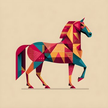 Colorful Geometric Horse Art