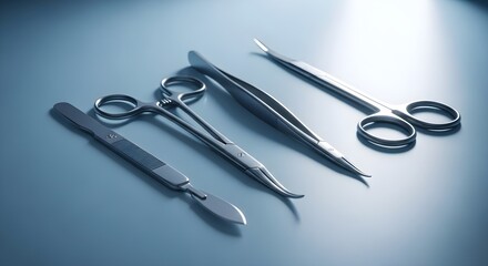 Dental surgical instruments on a sterile surface