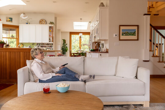 Senior citizen at home relaxing 