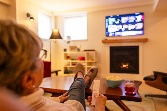 Senior citizen at home relaxing 