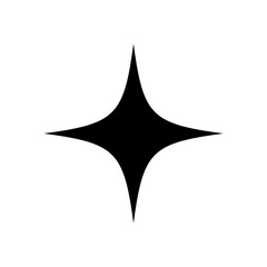Fototapeta premium Simple Black Four-Point Star Icon with Rounded Tips