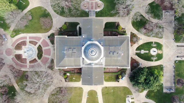 Aerial Top-Down View of North Carolina State Capitol Building