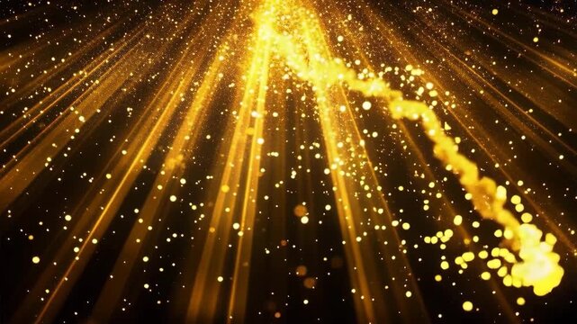 Golden Light Rays with Sparkling Particles