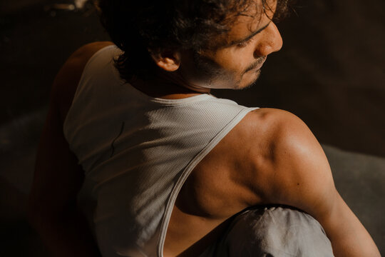 Expressive Shoulder and Back Musculature in Yoga Pose