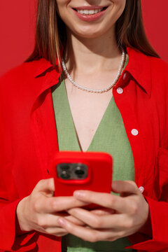 Woman use on Red phone